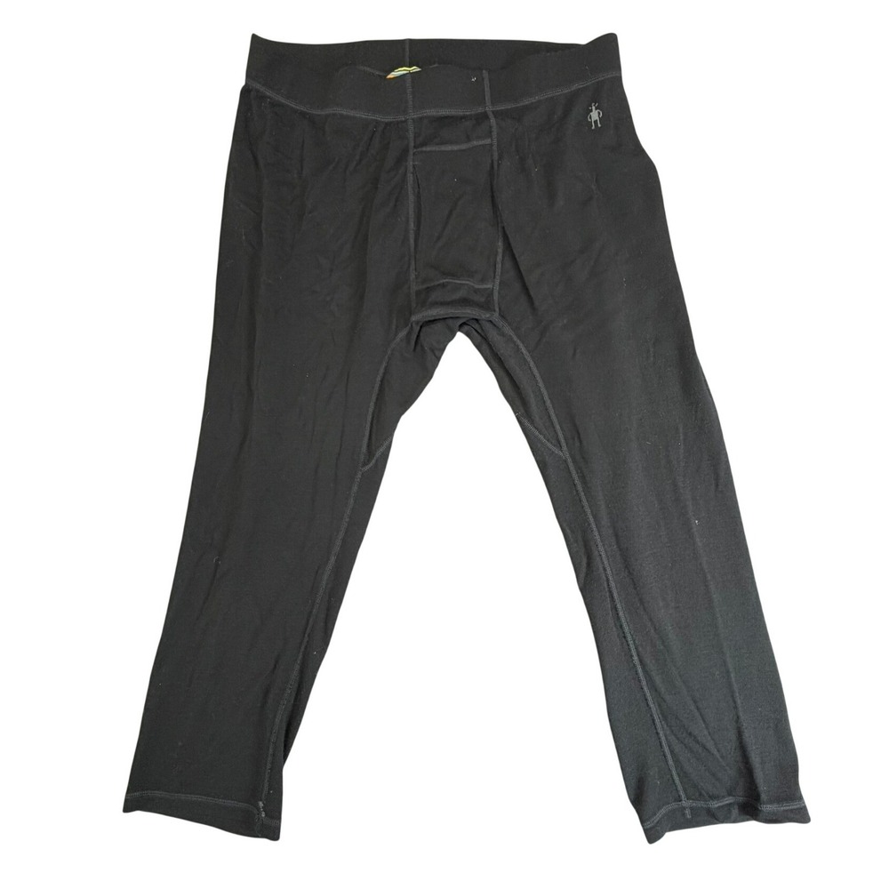 Smartwool Merino Wool Baselayer Pants Mens XL Black Thermal Leggings Cropped
